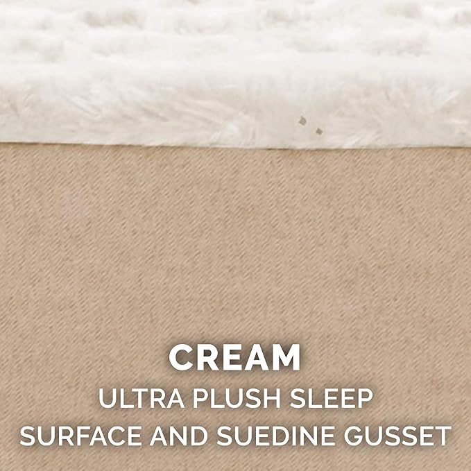 Furhaven Memory Foam Dog Bed for Large/Medium Dogs w/ Removable Washable Cover, For Dogs Up to 55 lbs - Ultra Plush Faux Fur & Suede Mattress - Cream, Large