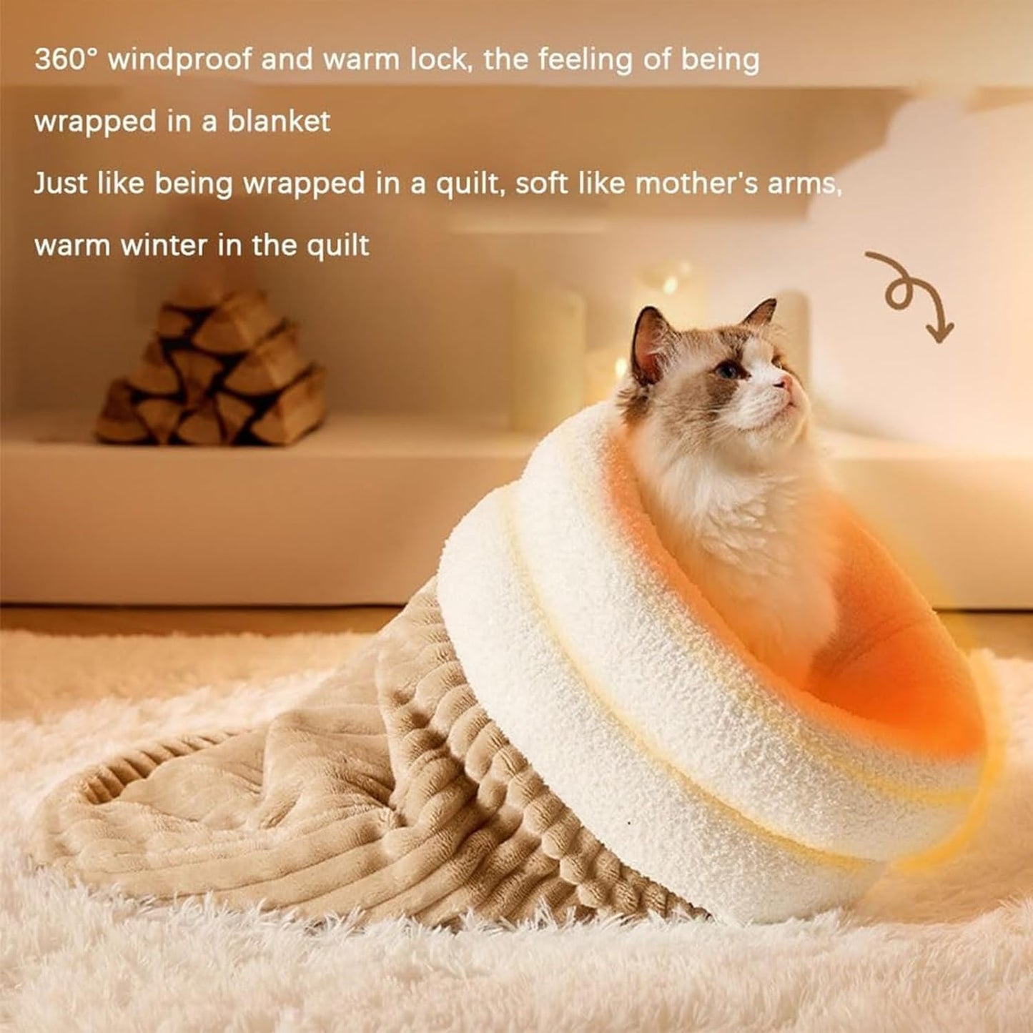 Cat Sleeping Bag for Indoor Cats,Sleeping Bag for Cats,Cozy Cat Winter Sleeping Bag,Warm Cat Sleeping Bag,Soft Fluffy Washable Cat Bed Cave,Cat Blankets for Indoor Cats (H)