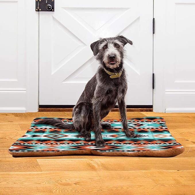 Aztec Navajo Pet Bed Mat for Dog Cat Crate Pad Non-Slip Bottom Design Washable Cushion Padding Pet Sleeping Bed, 36"x24"