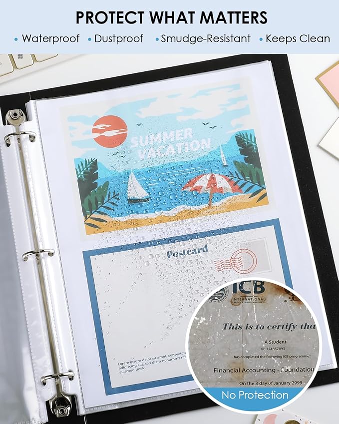 KTRIO 800 Pack Sheet Protectors 8.5 x 11 inch, Clear Page Protector for 3 Ring Binder, Plastic Sleeves for Binders, Top Loading Paper Sheets Document Sleeve Letter Size, Office & Home