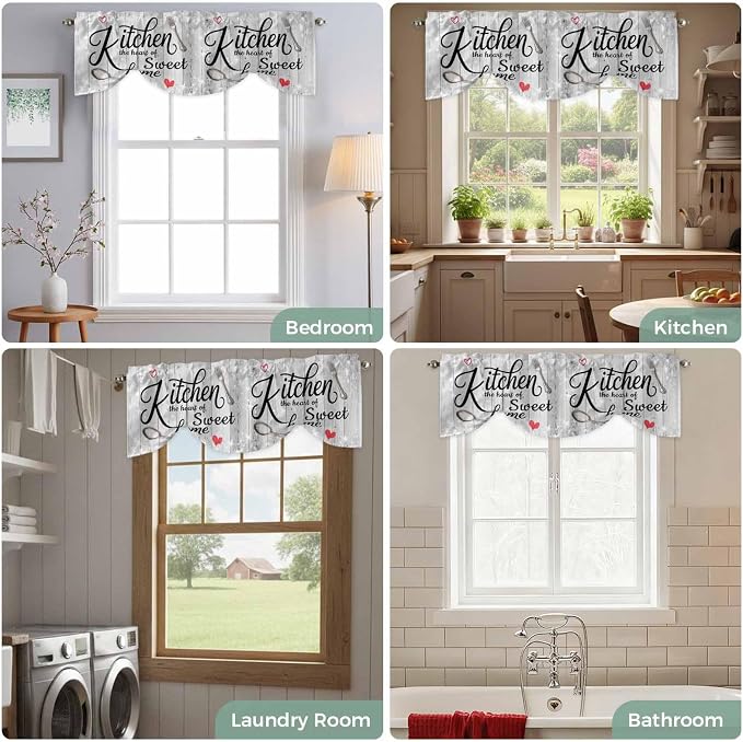 Kitchen Knife Fork Tie Up Valance Curtains