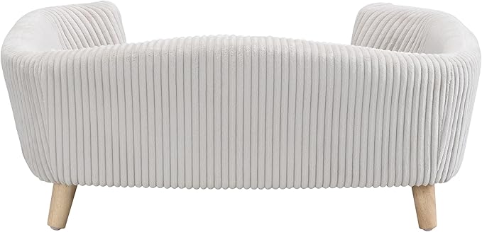 Dog Sofa Couch Bed for Small Dogs, Durable Corduroy Rectangle Pet Sofa with Soft Cushion, Modern Elegant Elevated Mini Dog Couch Bed with Backrest and Armrests, Beige