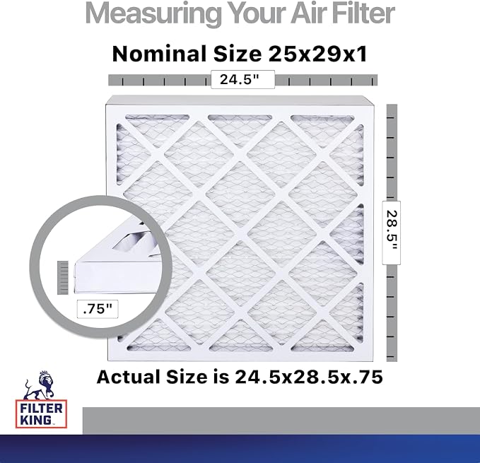 Filter King 25x29x1 Air Filter | 4-PACK | Carbon MERV 8 HVAC Pleated A/C