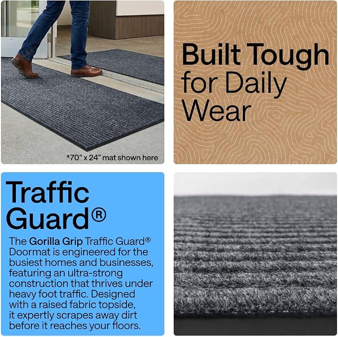 GORILLA GRIP Waterproof Traffic Guard Door Mat, 2 Pack Heavy Duty Entryway Mats
