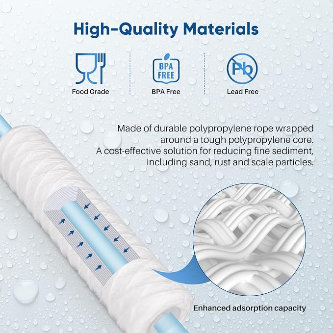 PUREPLUS 10 Micron 10"x2.5" Whole House String Wound Sediment Filter