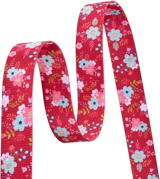 Dog Collar with Bohemia Floral Tribal Geometric Patterns - Soft Ethnic Style Collar Adjustable for Small Medium Large Dogs(Red Flower,S)
