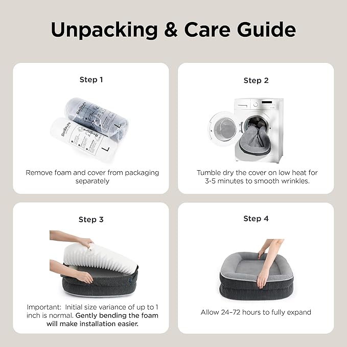Bedsure Orthopedic Dog Bed Medium Size Dog - 360° Oval Bolster Medium Dogs Beds for Senior Dogs with Waterproof Washable Cover, Comfort Pet Sofa Couch with Ultra-Soft Fleece, Navy Blue, 30"