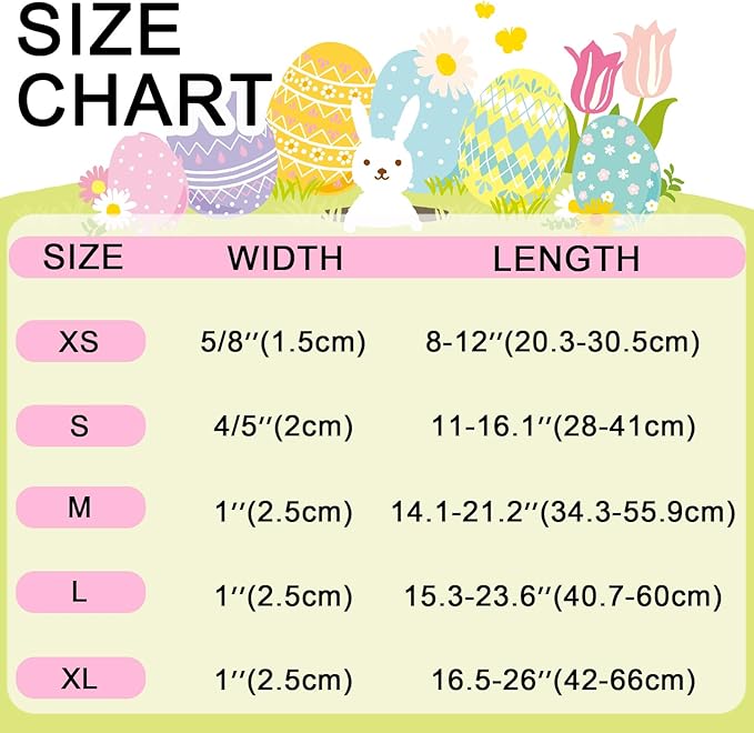 Easter Day Dog Collar, UP URARA PUP Easter Bunny Adjustable Pet Collar with Quick Release, Colorful Rabbits Dog Collars for Small Medium Large Dogs