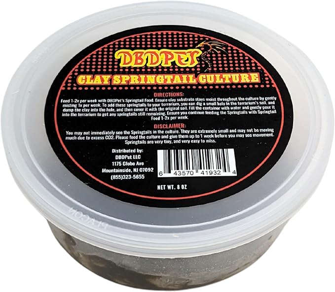 Live Springtail Cultures - Great for Terrariums, Vivariums, and More - Microfauna for Bioactive Reptile & Amphibian Cages (Clay Culture (New Option))