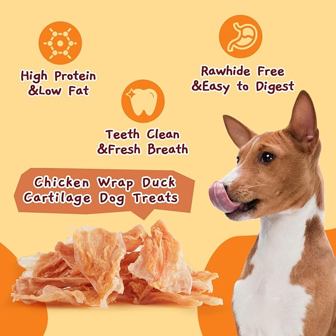 Jungle Calling 21 Count Dog Treats, Chicken Wrapped Bones, Rawhide Free Chews Made with Real Meat and Duck Cartilage, Jerky Dogs Treats Chewy Snacks