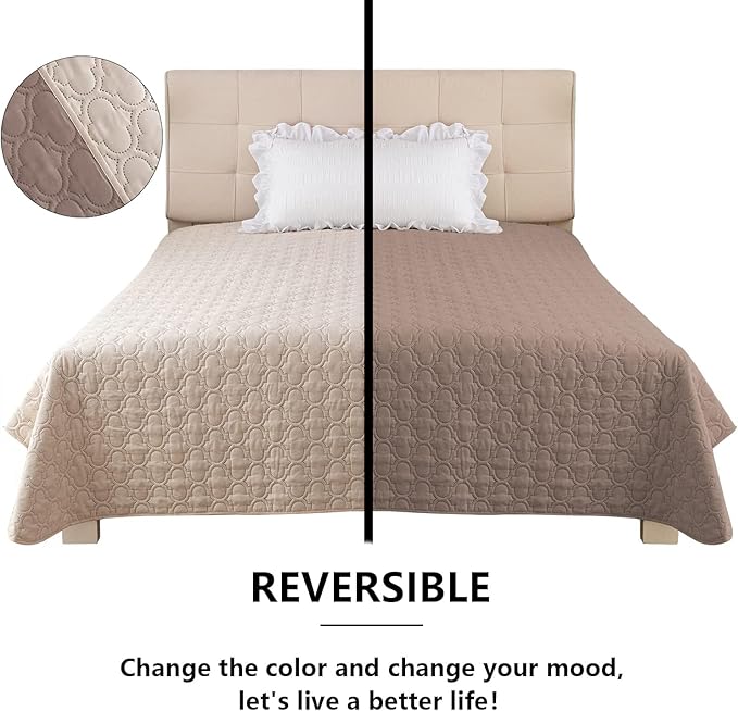 Waterproof Couch Cover for Dogs Washable, Reversible Dog Bed Blanket Pet Sofa Furniture Protector(52x82 Inch, Cream+Khaki)