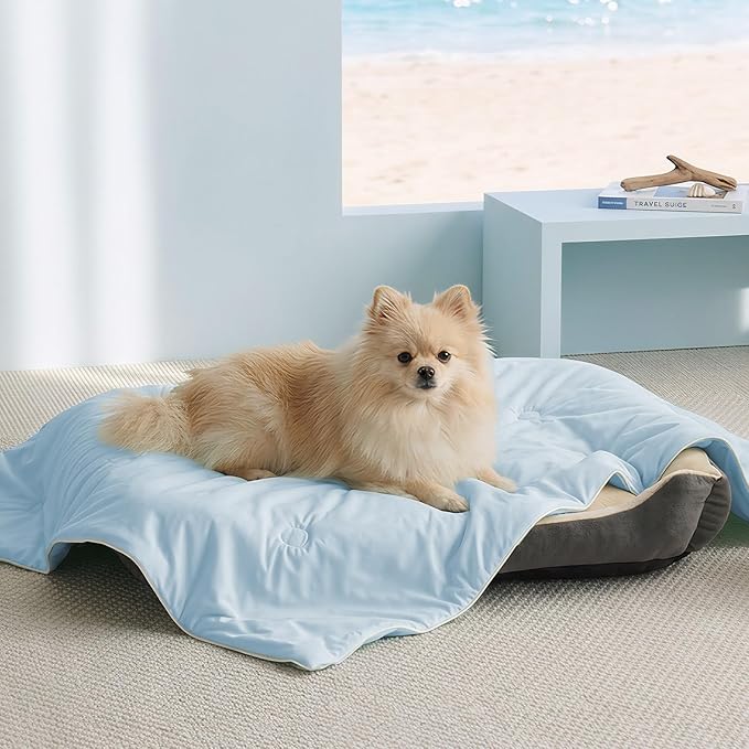 Soulbond Cooling Blanket for Medium Dogs - Q-MAX>0.45, Washable Cool Pet Cats Throw Blanket for Hot Weather, Self-Cooling Soft Dog Mat for Bed Crates Couch Sofa Cars(29"x40", Light Blue)