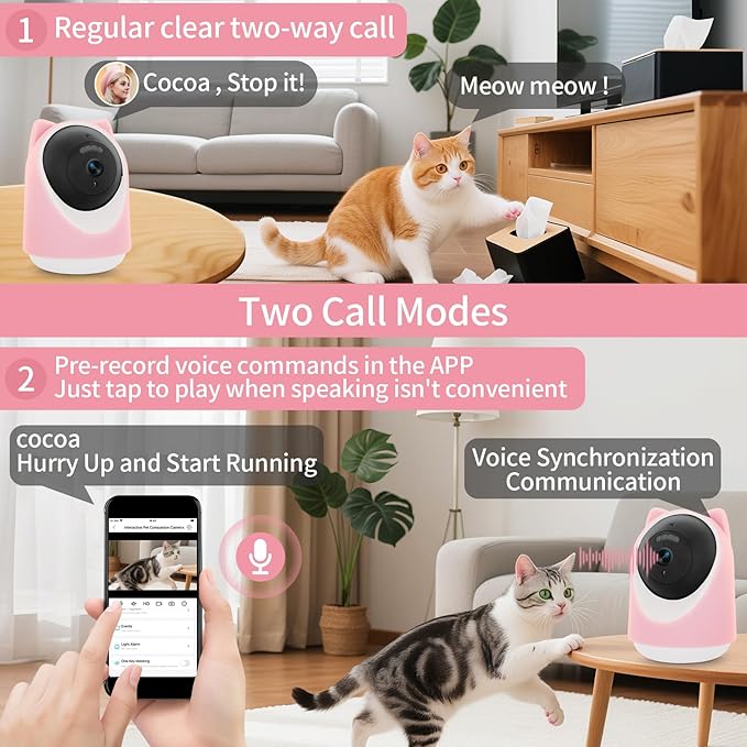 4MP 2.4/5GHz WiFi Pet Camera with Laser Toy, Night Vision & Motion Detection Alerts - APP Remote Control Interactive Device for Dog & Cat Monitoring (Indoor Security Camera)