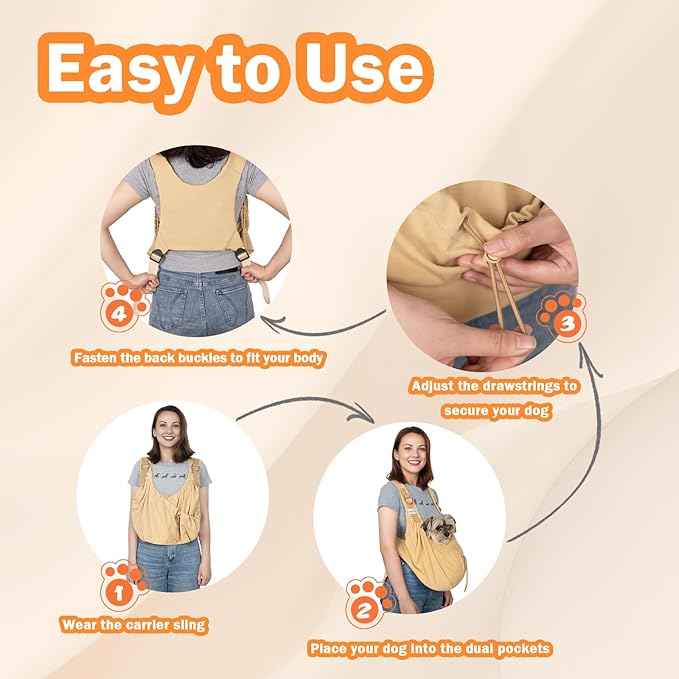 Dog Sling Carriers for Small Dogs,Carrier Sling for Cats and Puppy,Carrying Wrap Front Backpack Cat Sling,Adjustable Chest Pet Sling