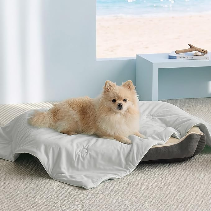 Soulbond Cooling Blanket for Extra Large Dogs - Q-MAX>0.45, Washable Cool Pet Cats Throw Blanket for Hot Weather, Self-Cooling Soft Dog Mat for Bed Crates Couch Sofa Cars(50"x60", Light Grey)