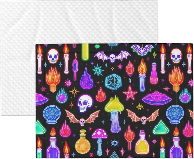 Double Sided Plush Pet Blanket with Cozy Dot Texture and Smooth Reverse, Halloween Goth Skull Bat Mushroom Witchy Witch, Reversible Throw for Dogs Cats on Couches Beds Crates