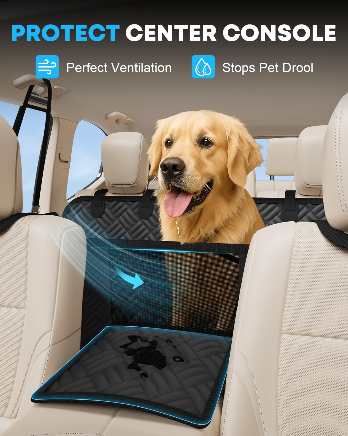 Kohree Dog Car Seat Cover for Back Seat Hard Bottom - Upgraded Reinforced PP Broads, Heavy Duty 900D Oxford Fabric, Nonslip Anti-Scratch Pet Car Seat Cover Dogs Extender Hammock for Car Truck SUV