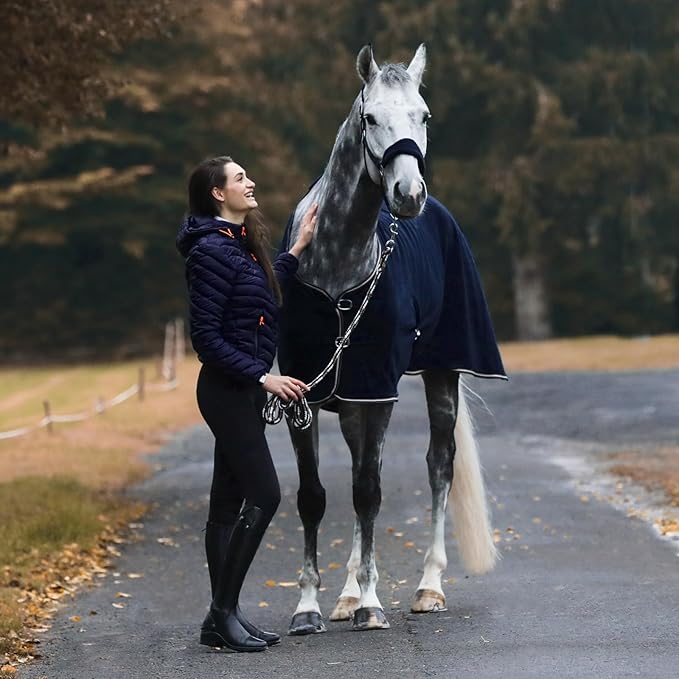 HORZE Kiel Adjustable Horse Halter with Fleece Padding - Dark Navy - Pony