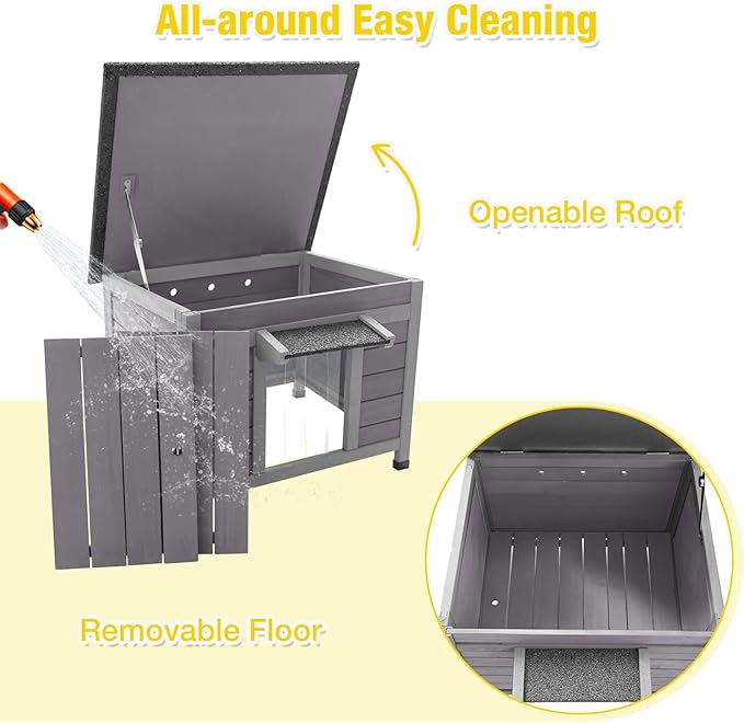 Aivituvin Outdoor Cat House with Insulated Liner Weatherproof Feral Cat Shelter for Winter Outside Kitty Condo