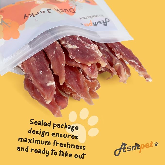 ASMPET Dog Duck Jerky Treats, Made with 100% Real Duck Breast, High Protein & Grain Free