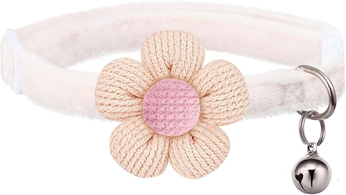Breakaway Cat Collars with Bells, MUZIEBA Kitten Collar for Girl Boy Adjustable Safety Kitty Collars for Cats Puppy and Small Pets (White)