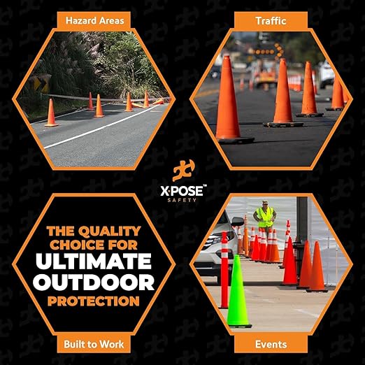 Xpose Safety 36 Inch Orange Traffic Cones Heavy Duty 12lb, Bulk Full Pallet 243-Pack - Multipurpose PVC Plastic Safety Cone for Parking, Soccer, Caution, Kids and Construction - DOT Approved