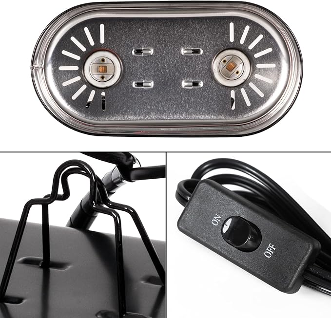 REPTI ZOO Dual Reptile Light Fixture Reptile Heat Lamp Combo Pack, 100W UVA Daylight Basking Spot Light and 26W UVA UVB Reptile Light Energy Saving Spiral Compact Lamp UVB Bulb 5.0