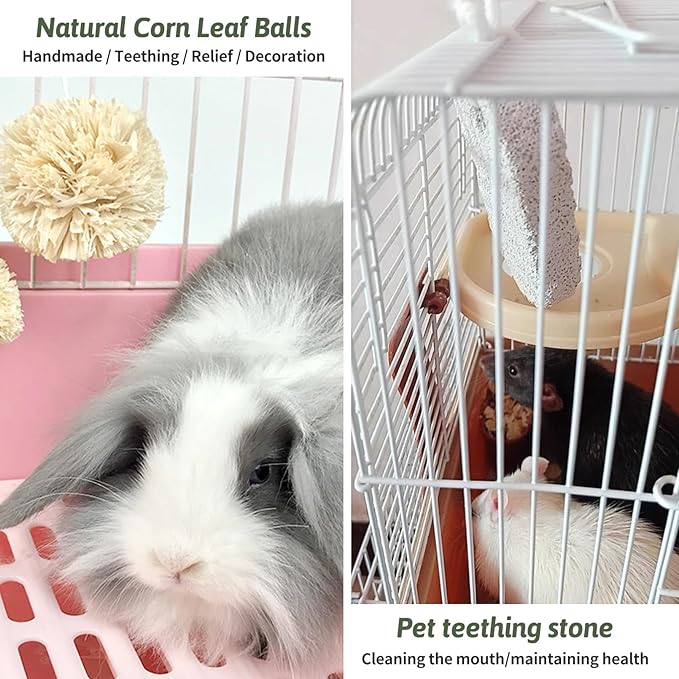 kathson Bunny Chew Toys for Teeth Grinding, Rabbit Wooden Scratch Board Feet Pad Platform Small Animals Play Toy for Guinea Pigs Chinchilla Hamsters Other Rodent Pets(A)