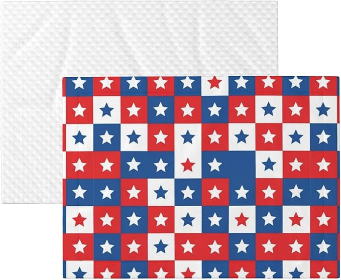 Two Sided Pet Cuddler Blanket for Anxiety Calming, American Flag Plaid Pattern, Reversible Plush Design with Bubble Dot Pattern Provides Familiar Surface Anywhere