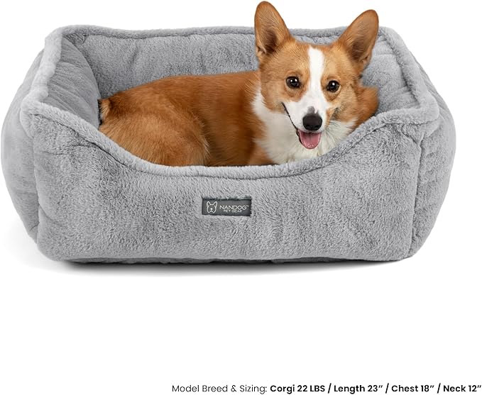 NANDOG Cloud Prive Collection Washable Cat and Dog Bed for Small to Medium Breeds – Made of Ultra Soft Micro Plush Fabric – Reversible Design with Double-Stitched Seams (Light Gray, Medium 25”)
