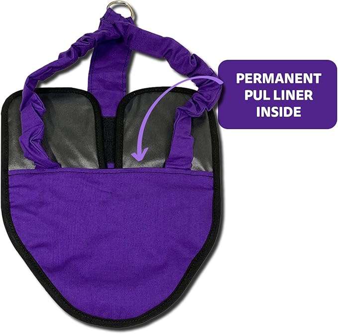 Hen Holster Bird Diaper, Wrap Around - for Hens, Roosters, Ducks, Leak-Proof Design, Comfortable Fleece Strap Bird Harness with Sewn-in Liner, Secure Hook and Loop Closure - Large, Purple