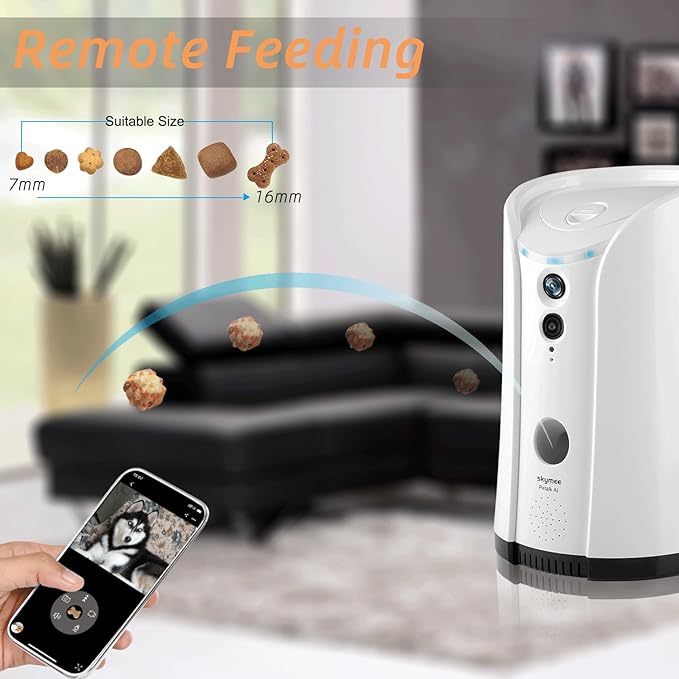 Petalk AI Dog Camera Automatic Treat Dispenser, 5G&2.4G WiFi HD Pet Camera, Remote Treat Tossing