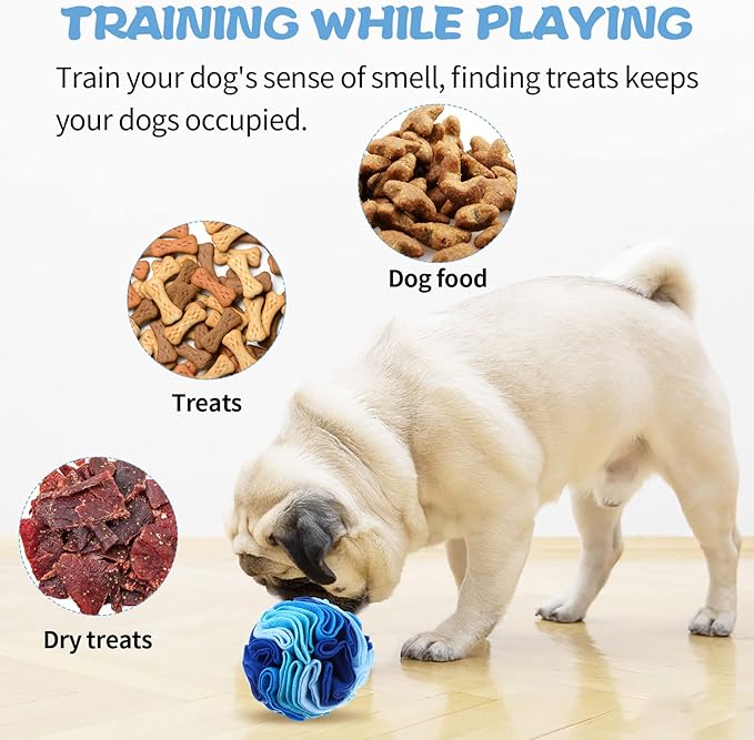 Droutti 3 Pcs Snuffle Ball for Dogs Stress Relief Interactive Dog Snuffle Ball Toys Dog Foraging Mat Pet Snuffles Balls Toy Dogs Treat Ball Pad Pet Puzzle Toys for Anxiety Relief Enhance Sniffing