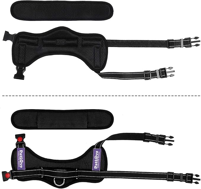 PetLove Dog Harness, Adjustable Soft Leash Padded No Pull Dog Harness for Small Medium Large Dogs, Black