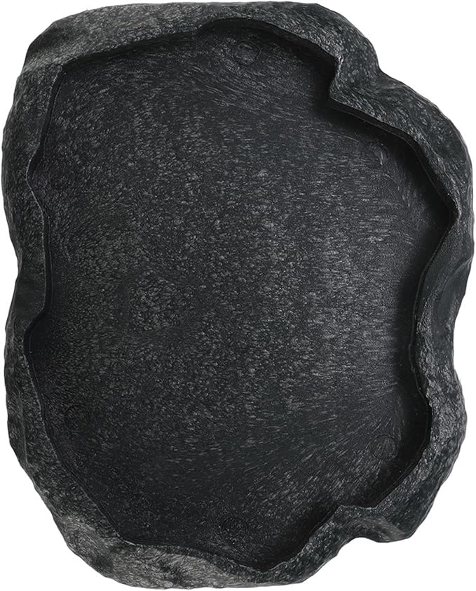 HEEPDD Reptile Bowl, Resin Rock Reptile Food and Water Feeder Pet Aquarium Ornament Terrarium Dish Plate for Tortoise Lizard (Dark Green M)