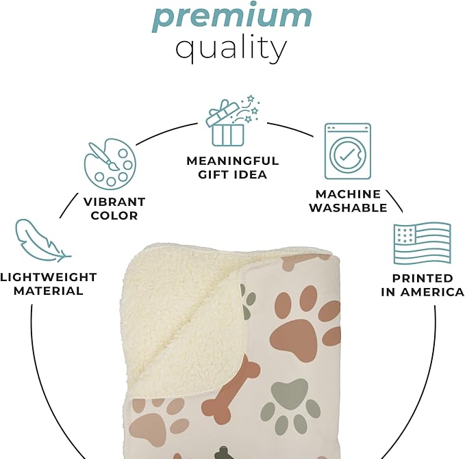 Prints Next Day – Custom 50" x 60" Fleece Pet Lightweight Blanket Personalized with Pet Lightweight's Name - Paw Pattern - Gift for Dog Owners - Printed in America