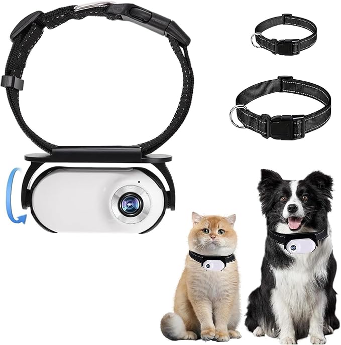 HD Cat Camera Collar with Video Recording, Cat Collar Camera, Adjustable Magnetic Cat Sport Camera Body Camera for Pet Supplies, for Outdoor, Indoor (White)