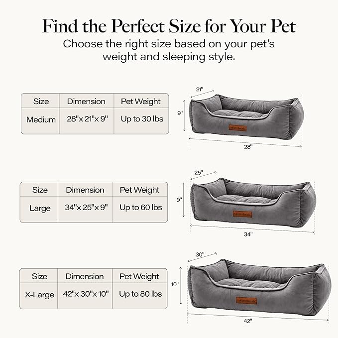 Modern Threads Luxury Dog Bed - Comfortable Tufted Velvet Cushion for Small to Large Dogs - Machine Washable - Durable & Cute Sleep Space for Pets - Pamper Your Pet with Cozy Beds - Charcoal