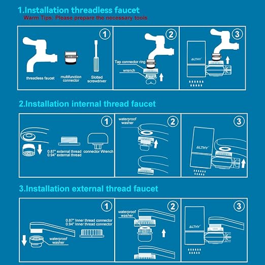 ALTHY Faucet Water Filter, BPA-Free Sink Tap Water Purifier, Certified Reduces