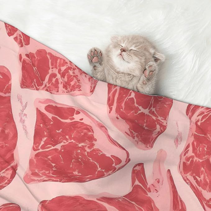 Waterproof Dog Blanket Soft Pet Blanket for Puppy Cat, Fleece Cat Throw Blankets for Furniture Bed Couch Sofa Reversible - Red Meat