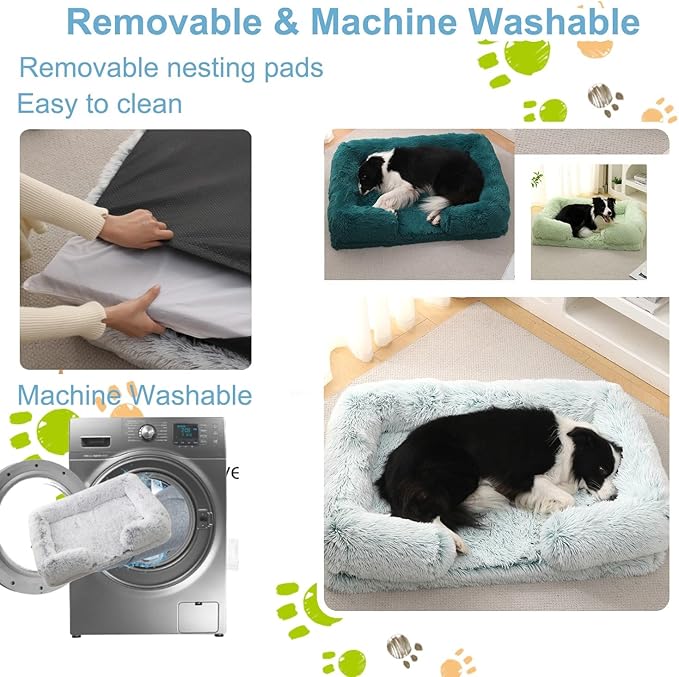 Dog Beds Large Sized dog Orthopedic, Sofa Dog Bed with Waterproof Lining and Nonskid Bottom, Rectangle Washable Dog Bed for Medium Small Dogs and Cats Comfortable ( Color : Gray , Size : 51 x 35" )