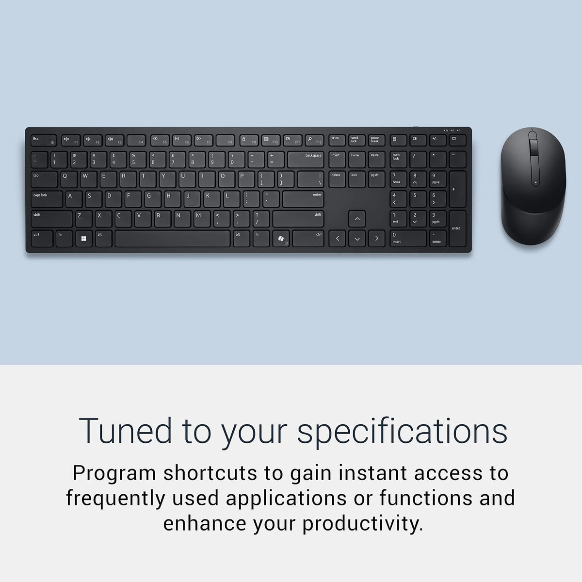Dell Advanced Wireless Keyboard and Mouse – KM520 - Wireless, 2.4 GHz Interface, USB Wireless Receiver, Volume, Mute Hot Keys, 3 Mouse Buttons, US English, 1 Year Limited Warranty - Black