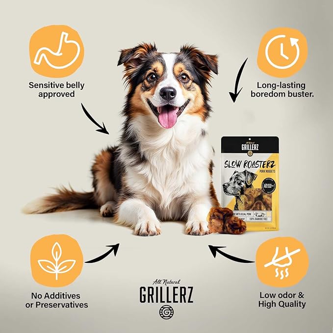 Grillerz Pork Nuggets, 1lb Bag, Single Ingredient, All Natural Pig Ears for Dogs, Dog Chew for Healthy Teeth, High Protein, Easily Digestible, For All Life Stages