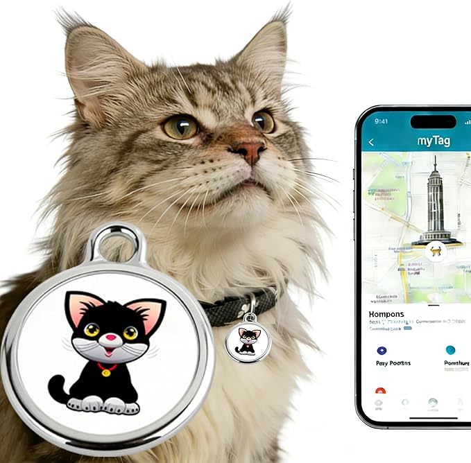 GPS Pet Tracker with Apple Find My Network, Android Compatibility, Real-Time Location Tracking, Water-Resistant (DINGWEIQI02)
