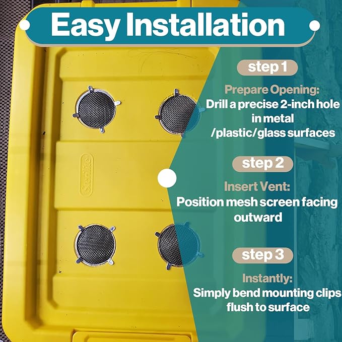 8-Pack 2" Circular Vent Covers, Steel Mesh Screen,Circular Screen with Tab Fasteners for Pet Cages (Reptiles/Birds) and Storage Shelves, Home, Garage & Industrial Airflow