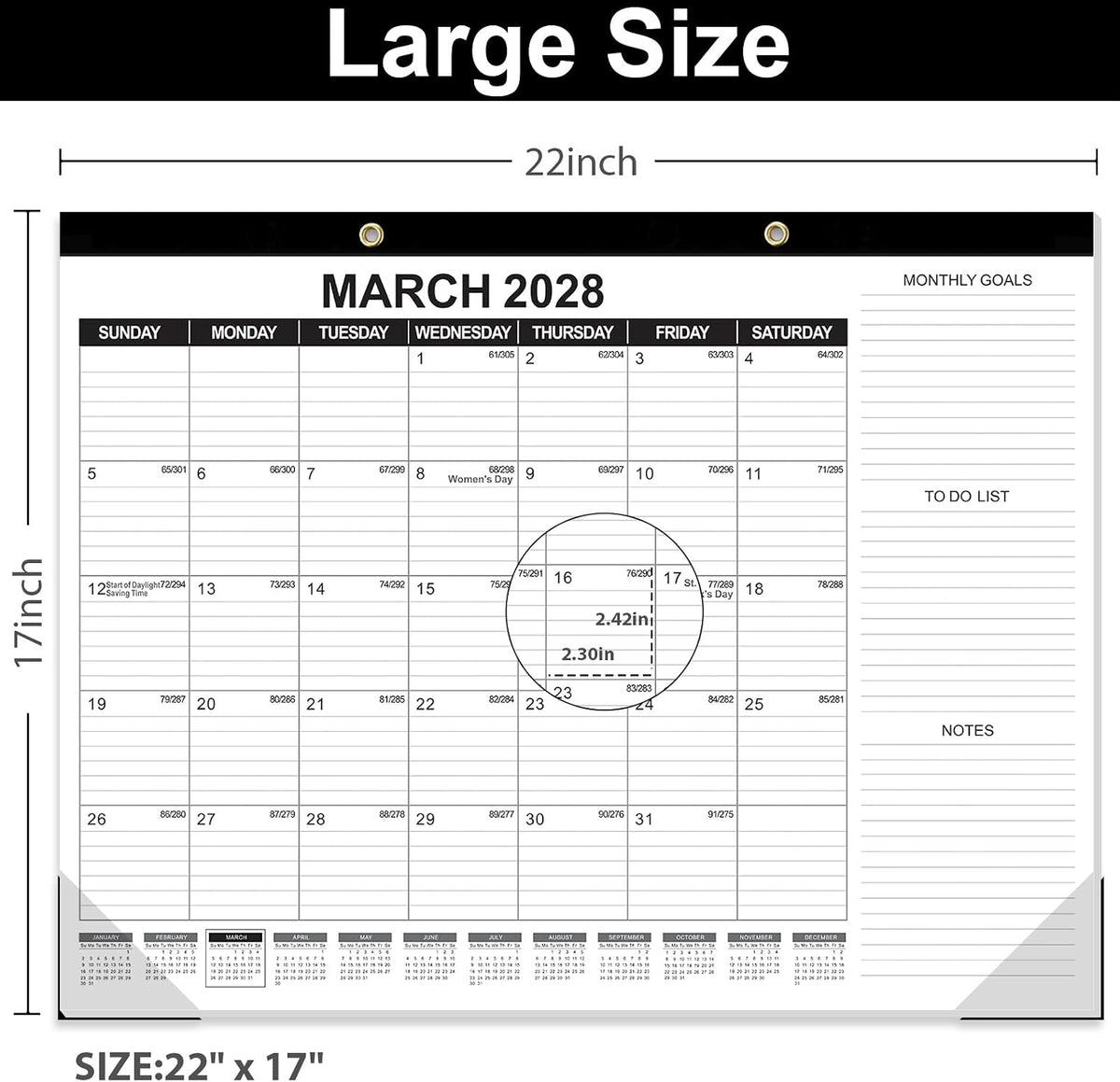GuassLee Large Desk Calendar 2027-2028 3 Pack, 18 Months, 22" x 17"