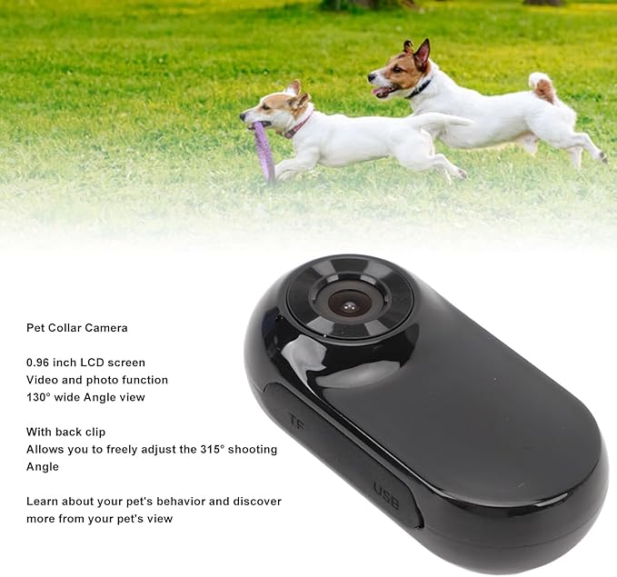 Hd 1080p Cat Camera Collar, Adjustable Wireless Pet Tracker with Memory Card, Mini Action Camera for Dogs & Cats, Video Recording & Monitoring Black 64GB