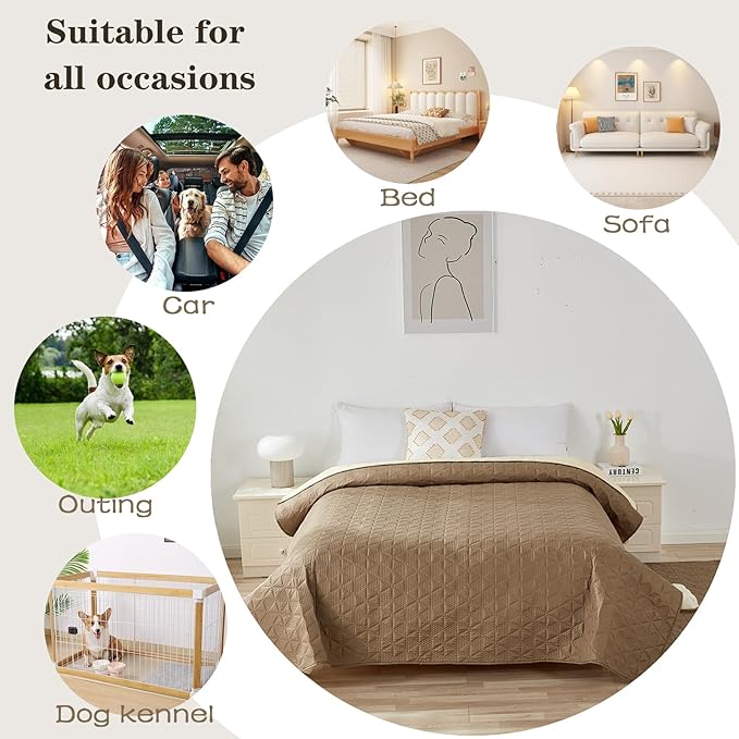 Waterproof Dog Bed Cover Pet Blanket, Soft Pet Couch Covers for Sofa Washable, Bed Couch Sofa Furniture Protector for Puppy Cat Kids (Grey,210 * 260 CM)