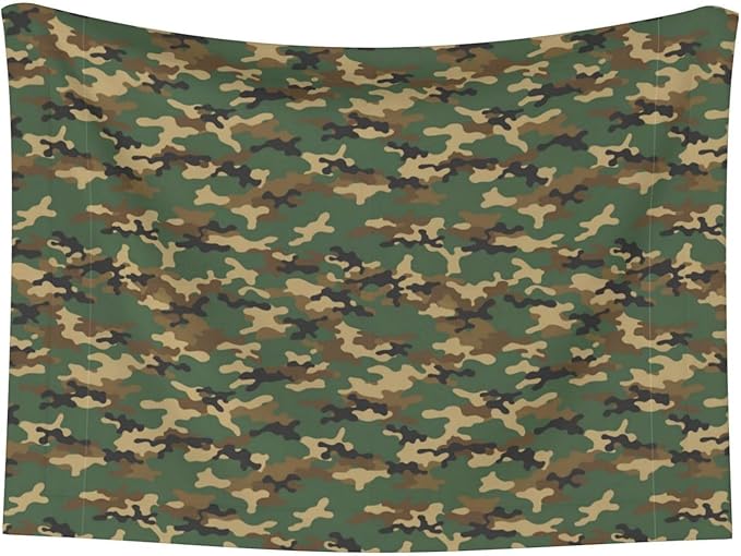 Reversible Plush Pet Blanket for Puppies Kittens, Green Camouflage Army Camo, Double Sided Gentle Dot Texture for New Pets Adjusting to Home Environment Softly