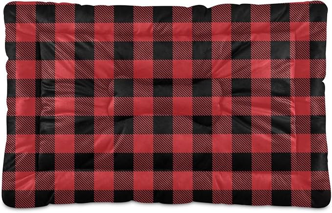 Pet Bed Red and Black Buffalo Plaid Christmas Dog Bed Mat Absorbing Non Slip Pad Pet Sleeping Mat for Small, Medium, and Large Dogs Puppy Cat 36 in x 24 in